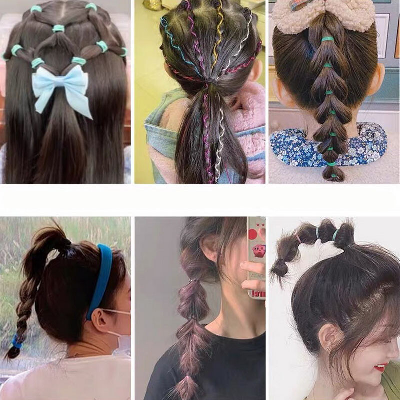 2000db/tétel Kis eldobható átlátszó hajkötők kislányoknak Rugalmas gumiszalagok karkötőhöz Baba Mini haj kötél fejpánt