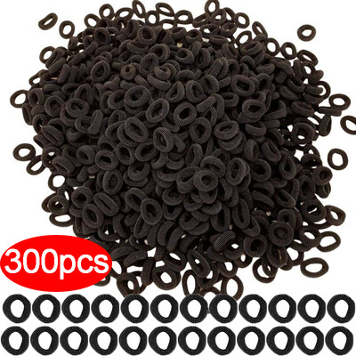 100/300db Hajgumik Lányok Női Kis Fekete Fehér Alap Nylon Ealstic Lófarok Tartó Scrunchie Fejfedők Kiegészítők