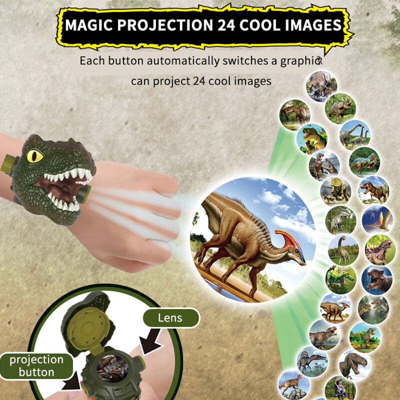 Ceasuri pentru copii Dinozaur 24 modele de proiecție Jucării pentru băiat Ceas de desene animate cu proiecție T-rex Ceas pentru copii Cadou de Crăciun