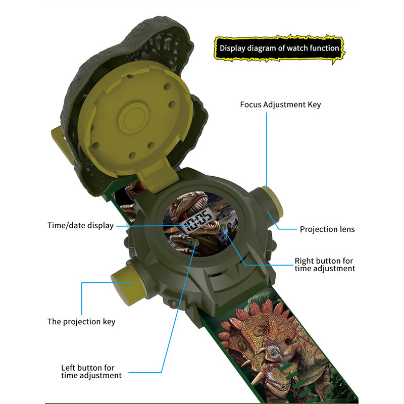Ceasuri pentru copii Dinozaur 24 modele de proiecție Jucării pentru băiat Ceas de desene animate cu proiecție T-rex Ceas pentru copii Cadou de Crăciun