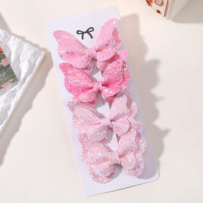 4db/szett Candy színes hajcsat szett lányoknak dupla rétegű masni aranyos frufru Hajtű pamut Biztonságos gyerek haj kiegészítők