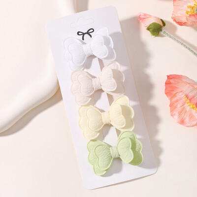 4db/szett Candy színes hajcsat szett lányoknak dupla rétegű masni aranyos frufru Hajtű pamut Biztonságos gyerek haj kiegészítők