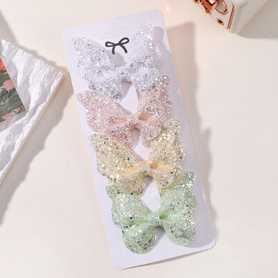 4db/szett Candy színes hajcsat szett lányoknak dupla rétegű masni aranyos frufru Hajtű pamut Biztonságos gyerek haj kiegészítők