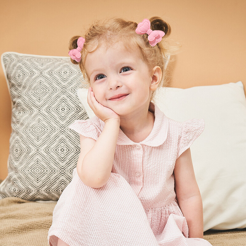 4db/szett Candy színes hajcsat szett lányoknak dupla rétegű masni aranyos frufru Hajtű pamut Biztonságos gyerek haj kiegészítők