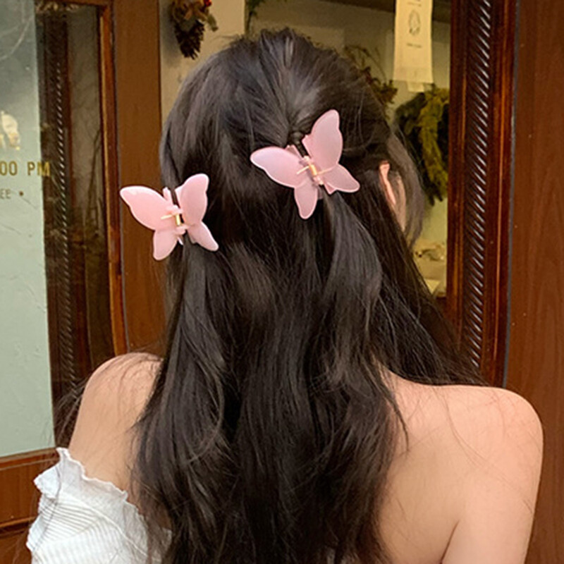 Nauja Fairy Butterfly Hair Claw Candy Spalva krabų segtukas Vasaros mielas princesės ryklio segtukas moterims Merginų plaukų segtukų plaukų aksesuarai