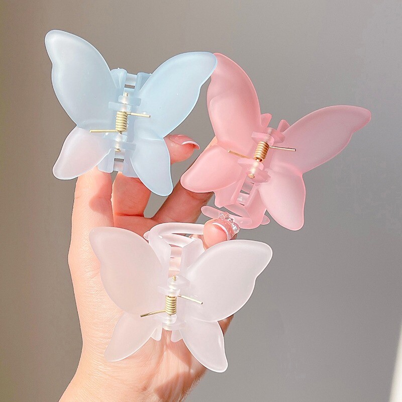 Nauja Fairy Butterfly Hair Claw Candy Spalva krabų segtukas Vasaros mielas princesės ryklio segtukas moterims Merginų plaukų segtukų plaukų aksesuarai