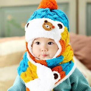 Copii Bebeluși Fete Pălărie Set de încălzire de iarnă Pălării din bumbac Bebeluși Băieți Snow Plus Pălărie de lână catifea pentru copii Pălărie + eșarfă