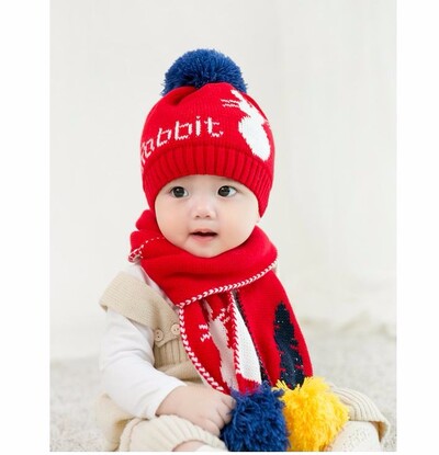 Copii Bebeluși Fete Pălărie Set de încălzire de iarnă Pălării din bumbac Bebeluși Băieți Snow Plus Pălărie de lână catifea pentru copii Pălărie + eșarfă