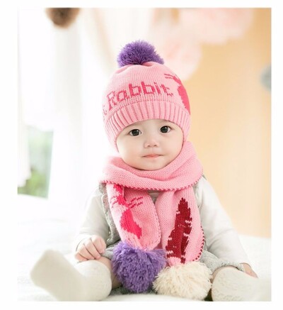 Copii Bebeluși Fete Pălărie Set de încălzire de iarnă Pălării din bumbac Bebeluși Băieți Snow Plus Pălărie de lână catifea pentru copii Pălărie + eșarfă