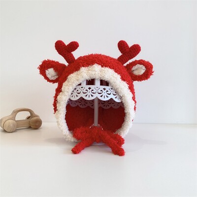 4–24 mėnesių kūdikiams mergaitėms kūdikiams berniukams Animacinių filmų Elniai Kalėdų kepurė Vaikų kepurė mažoms mergaitėms ausų apsauga Šilta aksominė kepurė vaikams pupelės