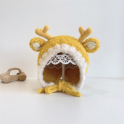 4–24 mėnesių kūdikiams mergaitėms kūdikiams berniukams Animacinių filmų Elniai Kalėdų kepurė Vaikų kepurė mažoms mergaitėms ausų apsauga Šilta aksominė kepurė vaikams pupelės