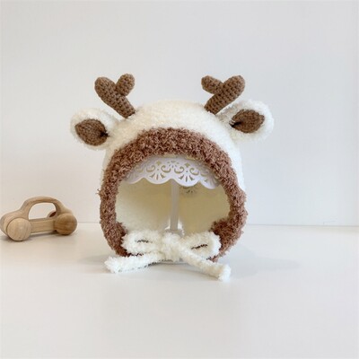 4–24 mėnesių kūdikiams mergaitėms kūdikiams berniukams Animacinių filmų Elniai Kalėdų kepurė Vaikų kepurė mažoms mergaitėms ausų apsauga Šilta aksominė kepurė vaikams pupelės