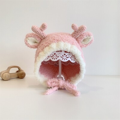 4–24 mėnesių kūdikiams mergaitėms kūdikiams berniukams Animacinių filmų Elniai Kalėdų kepurė Vaikų kepurė mažoms mergaitėms ausų apsauga Šilta aksominė kepurė vaikams pupelės