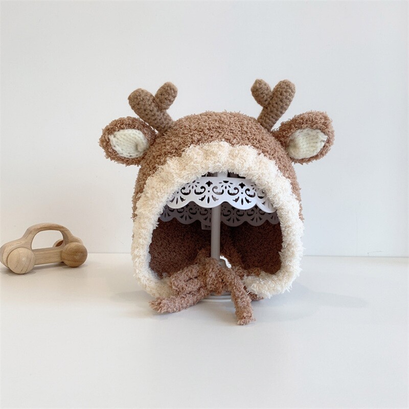 4–24 mėnesių kūdikiams mergaitėms kūdikiams berniukams Animacinių filmų Elniai Kalėdų kepurė Vaikų kepurė mažoms mergaitėms ausų apsauga Šilta aksominė kepurė vaikams pupelės