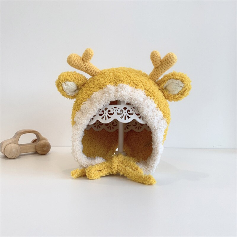 4–24 mėnesių kūdikiams mergaitėms kūdikiams berniukams Animacinių filmų Elniai Kalėdų kepurė Vaikų kepurė mažoms mergaitėms ausų apsauga Šilta aksominė kepurė vaikams pupelės