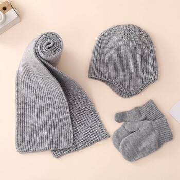 Baby Warm Beanie Καπέλο & Γάντια Πλεκτό Καπέλο και γάντι Βρεφικό κασκόλ Καπέλο μονόχρωμο Breatrhble Δώρο ντους για νήπια