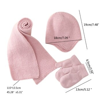 Baby Warm Beanie Καπέλο & Γάντια Πλεκτό Καπέλο και γάντι Βρεφικό κασκόλ Καπέλο μονόχρωμο Breatrhble Δώρο ντους για νήπια