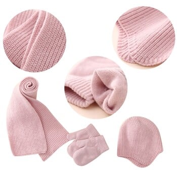 Baby Warm Beanie Καπέλο & Γάντια Πλεκτό Καπέλο και γάντι Βρεφικό κασκόλ Καπέλο μονόχρωμο Breatrhble Δώρο ντους για νήπια