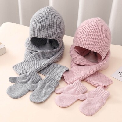 Baby Warm Beanie Καπέλο & Γάντια Πλεκτό Καπέλο και γάντι Βρεφικό κασκόλ Καπέλο μονόχρωμο Breatrhble Δώρο ντους για νήπια
