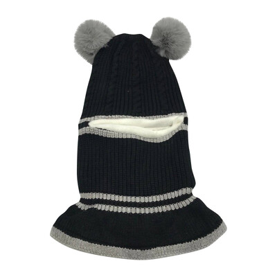 Žieminės vaikų plius vilnos kepuraitės storos šiltos megztos balaklava kepuraitės, skirtos vaikams, mergaitėms, berniukams, veidą dengianti kaukė su antkrūtiniu