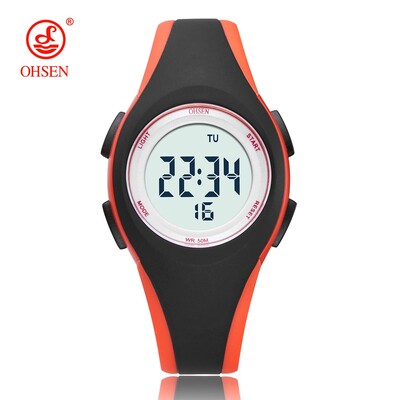 OHSEN lány fiú digitális karóra rózsaszín 7 színű led szilikon gyerekórák vízálló kültéri sport gyermek elektronikus karóra