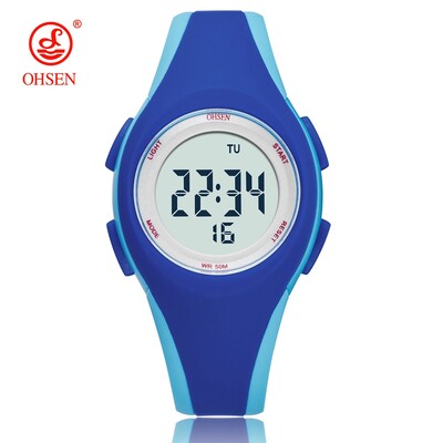 OHSEN lány fiú digitális karóra rózsaszín 7 színű led szilikon gyerekórák vízálló kültéri sport gyermek elektronikus karóra