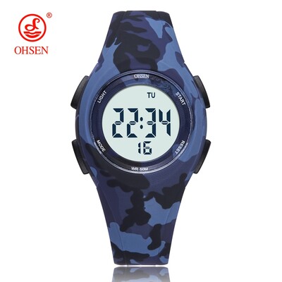 OHSEN lány fiú digitális karóra rózsaszín 7 színű led szilikon gyerekórák vízálló kültéri sport gyermek elektronikus karóra