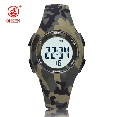 OHSEN lány fiú digitális karóra rózsaszín 7 színű led szilikon gyerekórák vízálló kültéri sport gyermek elektronikus karóra