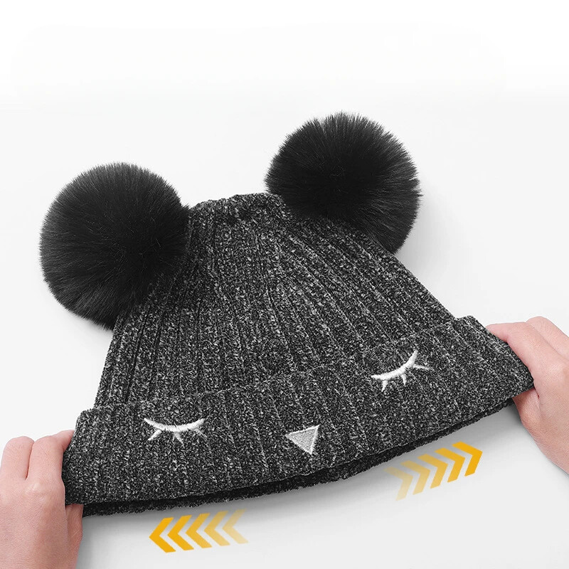 Комплект от три части детски шапки, шалове, ръкавици, топли плетени шапки, добавен полар за бебета, бебешки шапки за момче, зимни шапки за момиче