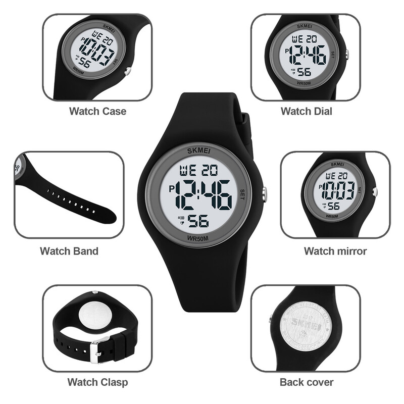 SKMEI Mládežnícke outdoorové športové digitálne hodinky pre mužov, ženy, študentov, 5Bar, vodotesné stopky, odpočítavanie, náramkové hodinky s budíkom, Reloj Mujer