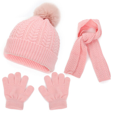 Vaikų kepurė Šalikas Pirštinės 3vnt rinkiniai Vienviečiai plaukuku kepurė megzta kepurė Dviguba stora šilta kepurė Kepurės masinė