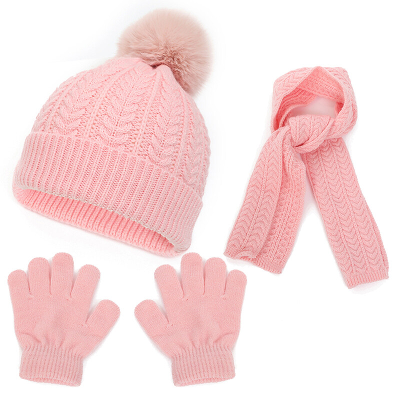 Vaikų kepurė Šalikas Pirštinės 3vnt rinkiniai Vienviečiai plaukuku kepurė megzta kepurė Dviguba stora šilta kepurė Kepurės masinė