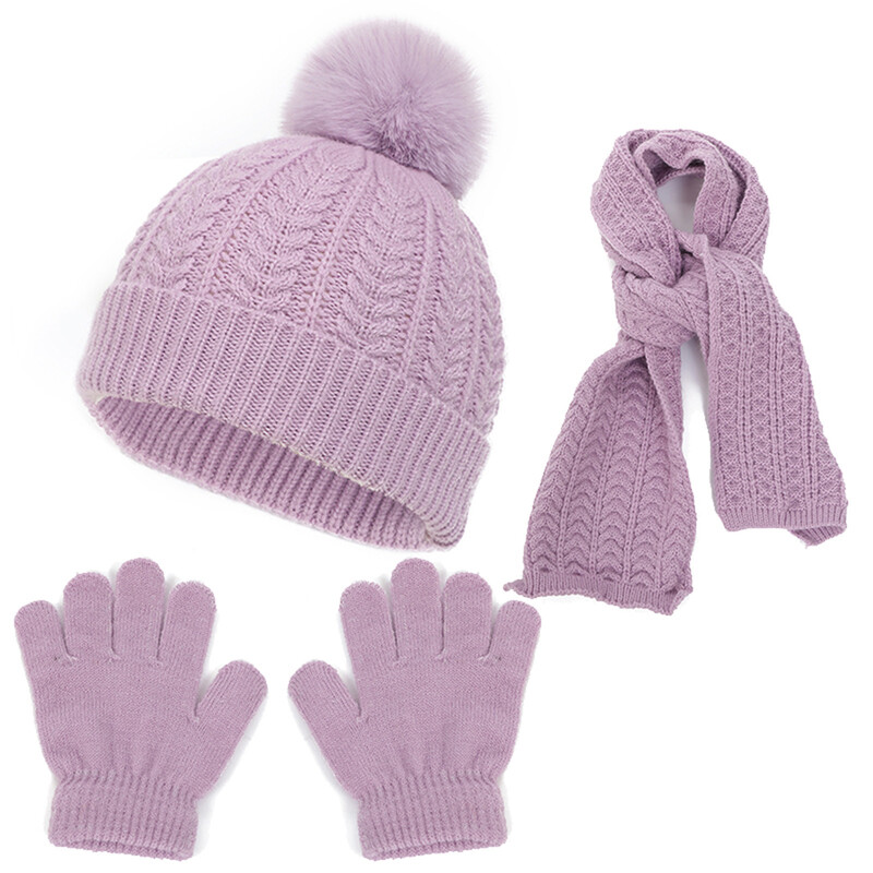 Vaikų kepurė Šalikas Pirštinės 3vnt rinkiniai Vienviečiai plaukuku kepurė megzta kepurė Dviguba stora šilta kepurė Kepurės masinė