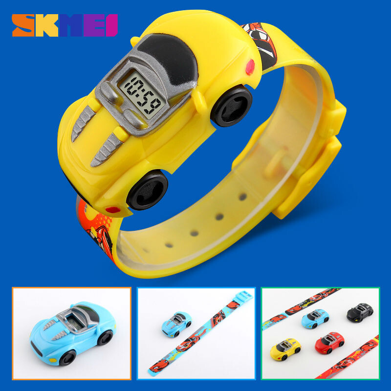SKMEI Colorful Creative Cartoon Fun Car Mode Детски часовници Date Time Clock Ръчен часовник за момчета Момичета Подарък за рожден ден Нова година