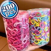 200 buc Benzi de păr elastice din nailon colorate pentru femei, fete, coadă de cal, care ține legături de păr mici, benzi de cauciuc, accesorii pentru păr