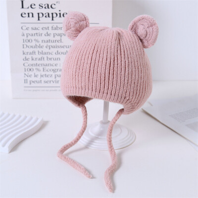 Bear Baba fülvédő gyapjú sapka egyszínű tipegő sapka gyerekeknek kötött sapka 1-4 éves fiú lány gyerekeknek téli meleg fejfedő