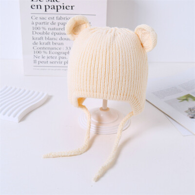 Bear Baba fülvédő gyapjú sapka egyszínű tipegő sapka gyerekeknek kötött sapka 1-4 éves fiú lány gyerekeknek téli meleg fejfedő