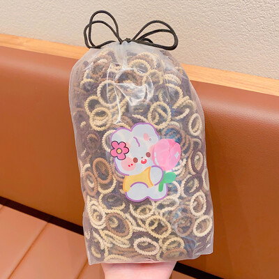 100 vnt / maišelis Nauji vaikiški saldainiai Spalvos Paprasti Scrunchies Guminės juostelės Kūdikių Mergaitėms Minkštos Elastinės Plaukų Juostelės Vaikų Plaukų Priedai