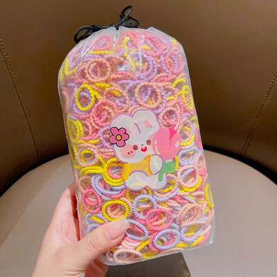 100 vnt / maišelis Nauji vaikiški saldainiai Spalvos Paprasti Scrunchies Guminės juostelės Kūdikių Mergaitėms Minkštos Elastinės Plaukų Juostelės Vaikų Plaukų Priedai