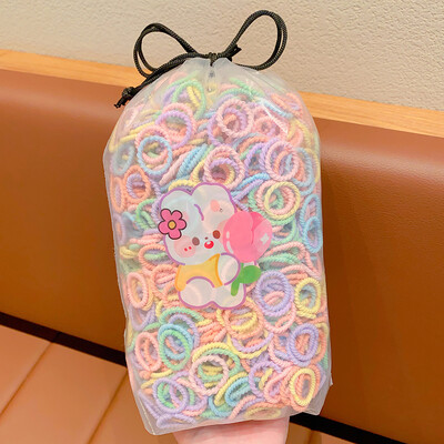 100 vnt / maišelis Nauji vaikiški saldainiai Spalvos Paprasti Scrunchies Guminės juostelės Kūdikių Mergaitėms Minkštos Elastinės Plaukų Juostelės Vaikų Plaukų Priedai