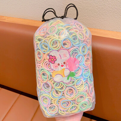 100 vnt / maišelis Nauji vaikiški saldainiai Spalvos Paprasti Scrunchies Guminės juostelės Kūdikių Mergaitėms Minkštos Elastinės Plaukų Juostelės Vaikų Plaukų Priedai