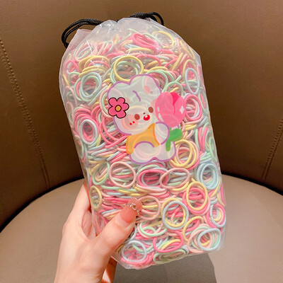 100 vnt / maišelis Nauji vaikiški saldainiai Spalvos Paprasti Scrunchies Guminės juostelės Kūdikių Mergaitėms Minkštos Elastinės Plaukų Juostelės Vaikų Plaukų Priedai