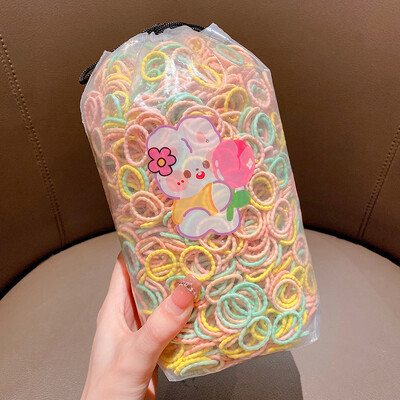 100 vnt / maišelis Nauji vaikiški saldainiai Spalvos Paprasti Scrunchies Guminės juostelės Kūdikių Mergaitėms Minkštos Elastinės Plaukų Juostelės Vaikų Plaukų Priedai