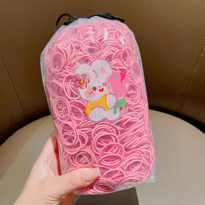 100 vnt / maišelis Nauji vaikiški saldainiai Spalvos Paprasti Scrunchies Guminės juostelės Kūdikių Mergaitėms Minkštos Elastinės Plaukų Juostelės Vaikų Plaukų Priedai