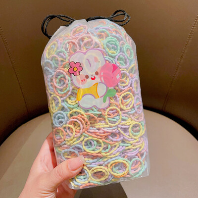 100 vnt / maišelis Nauji vaikiški saldainiai Spalvos Paprasti Scrunchies Guminės juostelės Kūdikių Mergaitėms Minkštos Elastinės Plaukų Juostelės Vaikų Plaukų Priedai