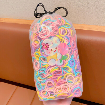 100 vnt / maišelis Nauji vaikiški saldainiai Spalvos Paprasti Scrunchies Guminės juostelės Kūdikių Mergaitėms Minkštos Elastinės Plaukų Juostelės Vaikų Plaukų Priedai