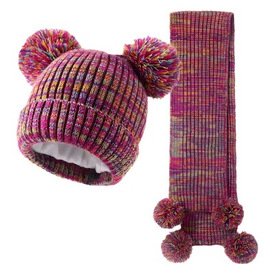Pălărie din tricot cu set de eșarfe pentru copii Eleganță simplă Pălărie moale și caldă cu eșarfă Pălărie la modă pentru băieți și fete 3-12 ani