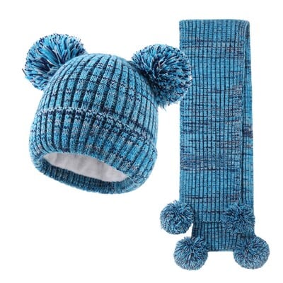 Pălărie din tricot cu set de eșarfe pentru copii Eleganță simplă Pălărie moale și caldă cu eșarfă Pălărie la modă pentru băieți și fete 3-12 ani