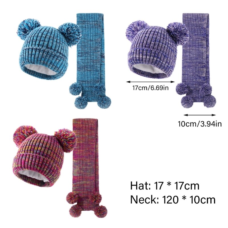 Pălărie din tricot cu set de eșarfe pentru copii Eleganță simplă Pălărie moale și caldă cu eșarfă Pălărie la modă pentru băieți și fete 3-12 ani