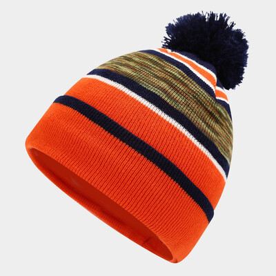 Copii Copii Iarna Tricotate 3 Piese Beanie Hat Esarfa Mănuși Set Contrast Color Dungate Gros Pluș Căptușit Pompon Skull Cap Gât